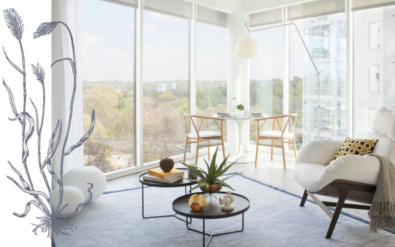 Wall-to-ceiling windows in apartment homes at The Registry on the Park