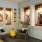 Lounge seating beside artistic bookshelves at The Registry on the Park